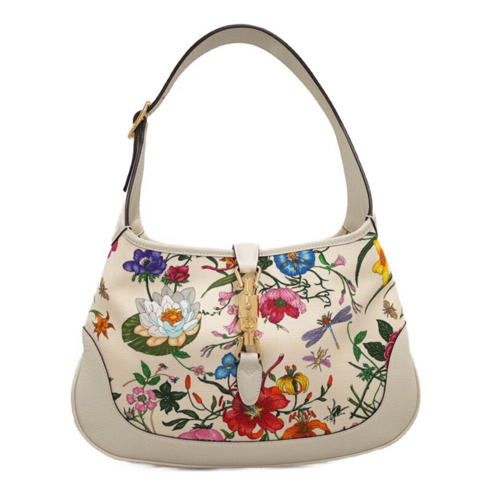 GUCCI Jackie Floral Flower Hobo Bag Semi Shoulder